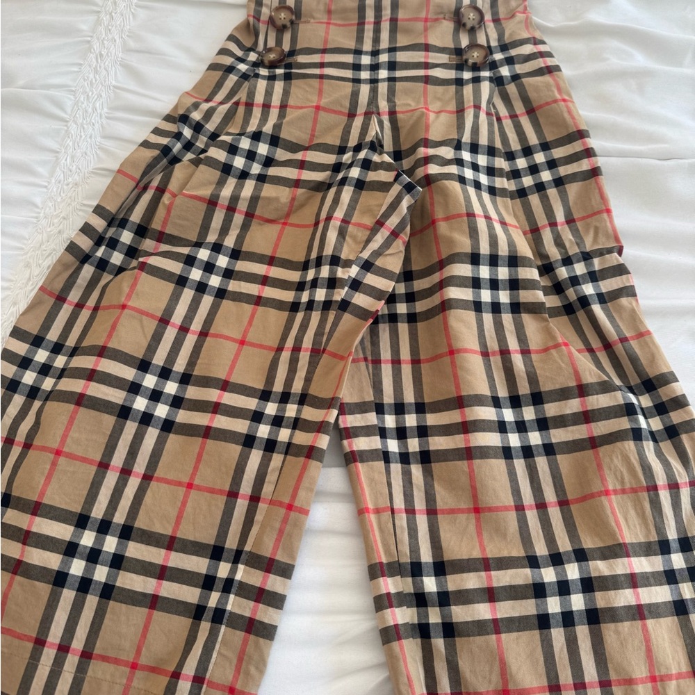 Burberry Beige Plaid Trousers
